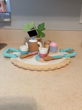 Fisher-Price Wooden Tea Set and Plant Play Toy